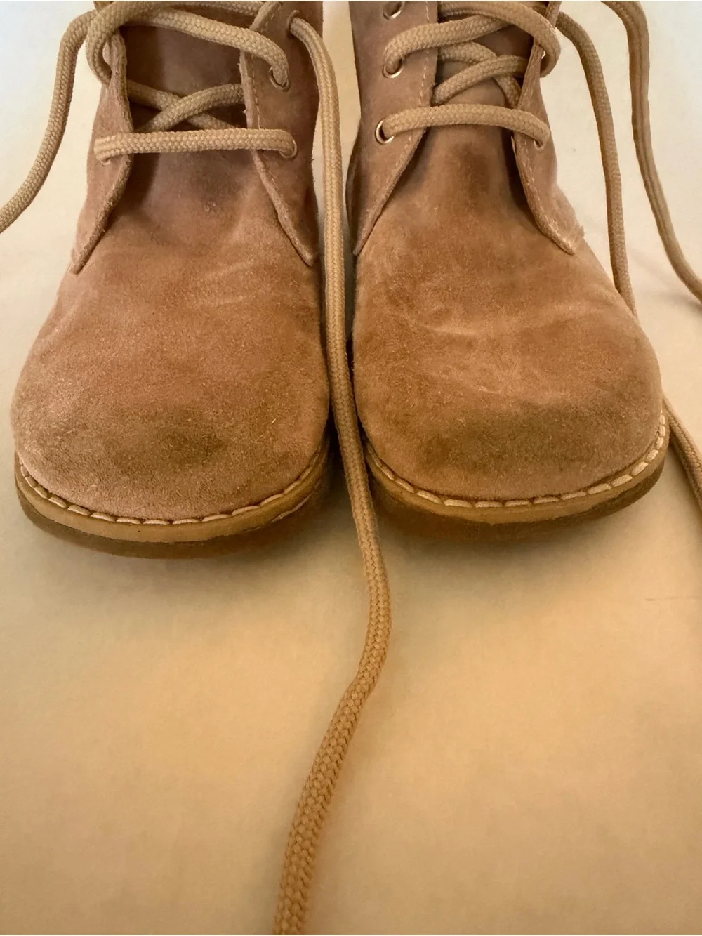Children's Suede Lace-Up Boots in Light Pink